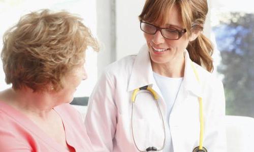 Adult Primary Care Nurse Practitioner Smiling with Elderly Patient