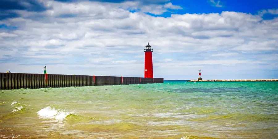 Kenosha lighthouse on Lake Michigan east of Herzing Kenosha campus